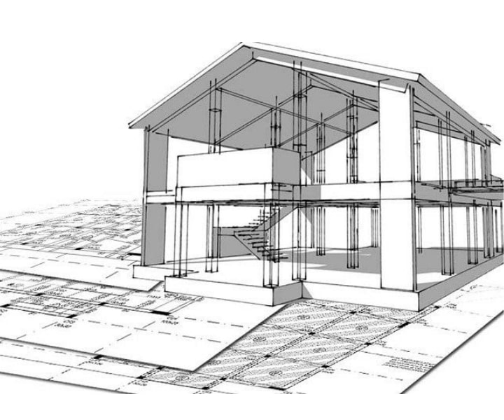 Architectural blueprint showing structural design and building support requirements.